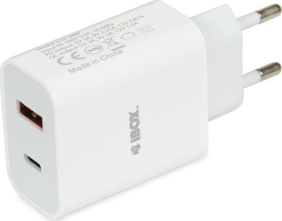 Karikues USB-C IBOX C-36, adapter energjie, i bardhë