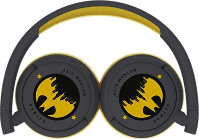 Kufje wireless për kalamoj OTL Technologies DC0984 Batman Gotham City, Bluetooth, me kufizim volumi, gri me të verdhë