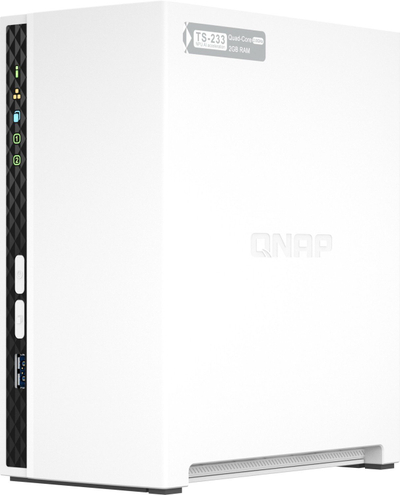 Server NAS Qnap TS-233, 2 slote, me Seagate IronWolf 12TB, i bardhë