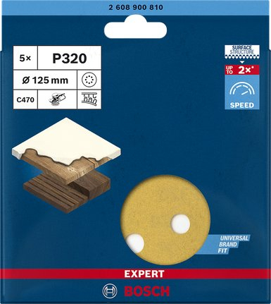 Disqe zmerile Bosch Expert C470, 125mm, granulim 320, set 5 copë