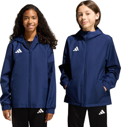 Xhaketë shiu për kalamaj Adidas Entrada 26, që s’e ha uji dhe era, me kapuç, blu