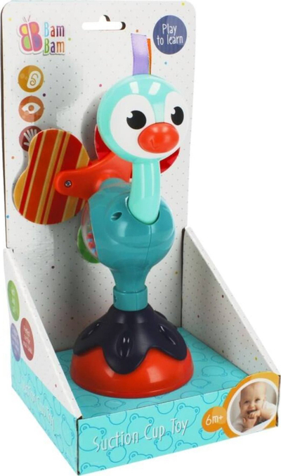 Lodër edukative me zog Bam Bam Bird On Suction Cup, me kupë vakumi, 6m+, shumëngjyrëshe
