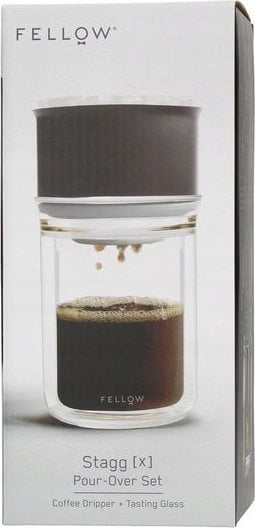 Set pour-over kafeje Fellow Stagg XF, dripper çeliku inox, gotë xhami me dy shtresa, transparent