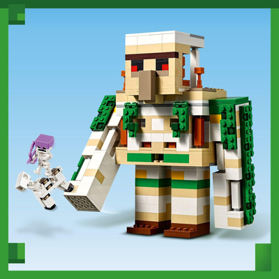 Set ndërtimi LEGO Minecraft The Iron Golem Fortress 21250, për kalamaj 9+ vjeç, me shumë ngjyra