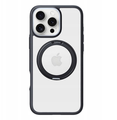 Kapak mbrojtës Torras Ostand R Fusion për iPhone 16 Pro, shumë i hollë, i fortë ndaj rënieve, i zi