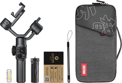 Stabilizues telefoni Zhiyun Smooth 5 Combo, 3-aksësh, me tripod e dritë LED, gri e errët