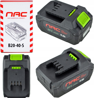 Bateri veglash NAC B20-40-S, 20V, 4Ah Li-ion, e zezë