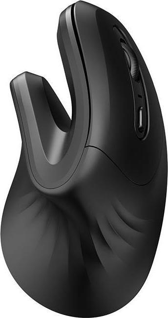 Вертикален ергономски безжичен глушец DAREU, Bluetooth 2.4G, со тивок клик, црн