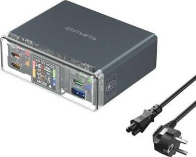AC станица за полнење 4SMARTS Lucid 300W, 3x USB C, 1x USB A, сива