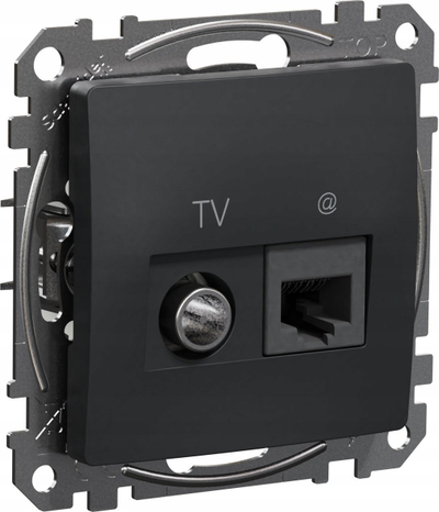 Prizë kompjuter TV Schneider Electric Sedna Design, RJ45 Cat 6 UTP, montim nën suva, antracit e zezë