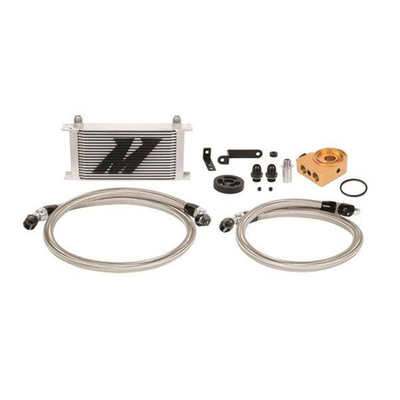 Set ftohësi vaji Mishimoto Subaru WRX, me termostat, 19 rreshta, argjendtë