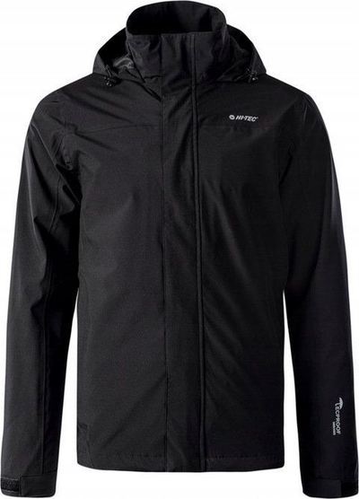 Jakne për meshkuj Hi-tec Oscar Jacket M, të papërshkueshme nga uji, me kapuç të heqshëm, e zezë