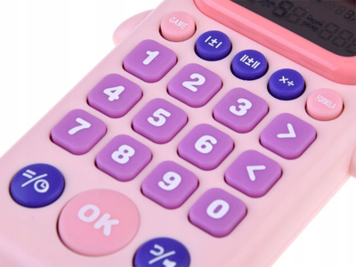 Lodër kalkulator për kalamaj ZA4816, mësim matematike, xhepi, rozë