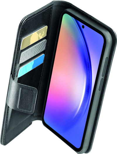 Këllëf telefoni Cellularline Book Agenda 2 për Samsung Galaxy A55 5G, me xhepa për kartela, i zi