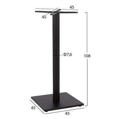 Bazë tavoline metalik i zi mat 45×45×108 cm me rregullues (HM439), zezë