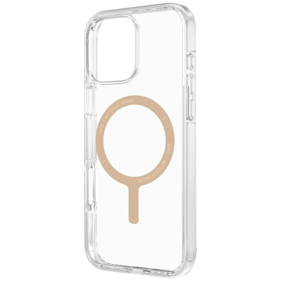 Футрола за телефон UNIQ Clario MagClick, за iPhone 16 Pro, компатибилна со MagSafe, проѕирна со златна боја
