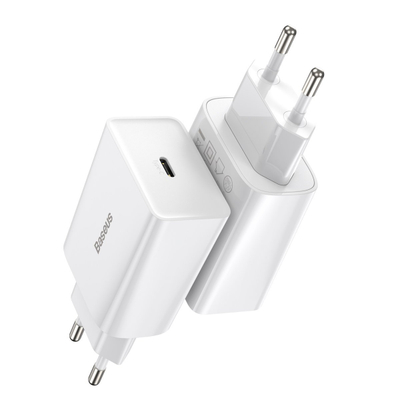 Baseus Speed Mini Karikues i Shpejtë, USB-C, PD, 3A, 20W (i bardhë)