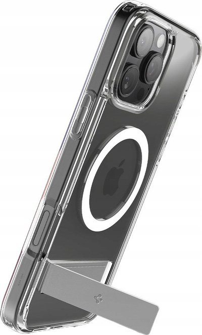 Mbrojtëse telefoni Spigen Slim Armor Essential S MagSafe, për iPhone 16 Pro, me këmbë mbajtëse, transparente