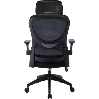 Karrige zyre ergonomike Mozos ERGO-G, me rrjetë mbrapa, me krahë dhe jastëk për kokën, e zezë