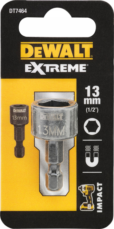 Bit magnetik DeWalt compact, 13mm, 1/4", i verdhë