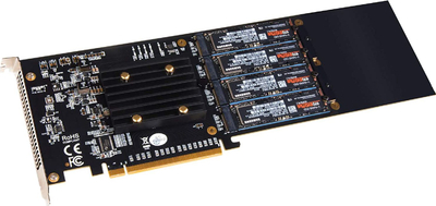 Kartë zgjerimi Sonnet SO-FUS-SSD-4X4-E3S, PCIe 3.0 x16, 4x M.2 NVMe, pa zhurmë
