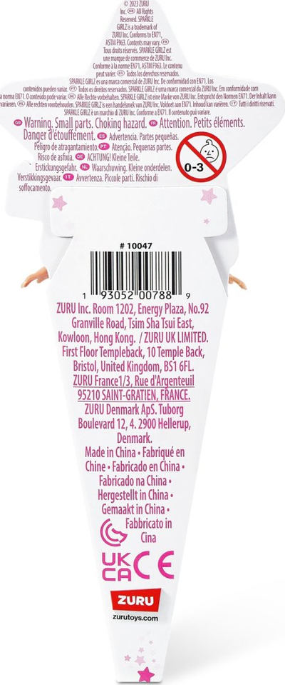 Kukull ZURU Sparkle Girlz Mini Pop, në paketim si kornet akulloreje, me flokë dhe fustan shumëngjyrësh