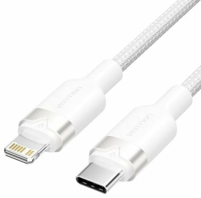 Kabllo karikuese Vention USB C në Lightning, PD 27W, 2 metra, e bardhë