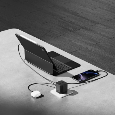 Karikues Cubenest S3D2 PD GaN 65W me kabllo USB-C, i zi