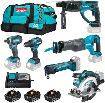 Set veglash pa kabllo Makita DLX6135TX1, 18V, 3 bateri 5Ah, me çantë për ta mbajtur me vete