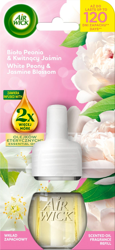 Refill aromatizues elektrik Air Wick White Peony &amp; Jasmine Blossom, me vajra esencialë, 19 ml