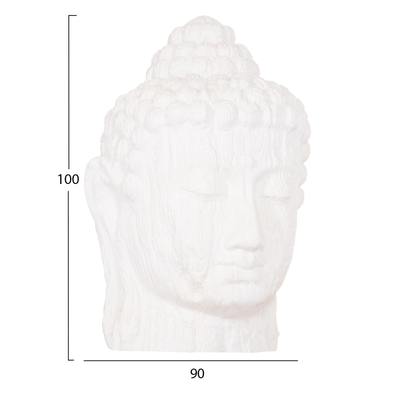 Skulpturë dekorative XXL Buddha Head HM4385.02, 90x90x100 cm, gips, e bardhë