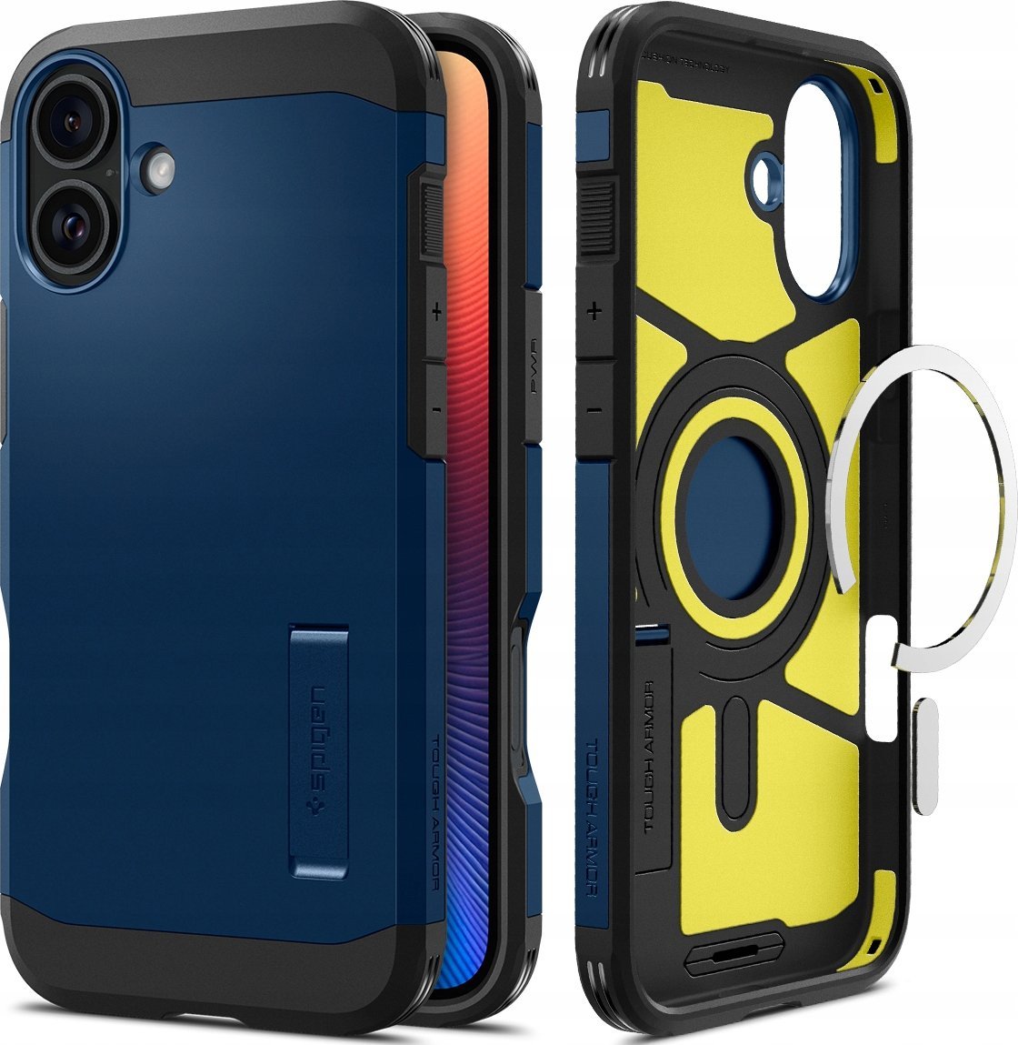 Këllëf telefoni Spigen Tough Armor MagSafe, për iPhone 16, dy shtresa, blu e errët