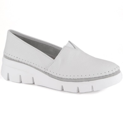 Женски чевли Filippo DP6161/24 WH, кожа, платформа wedge, бели
