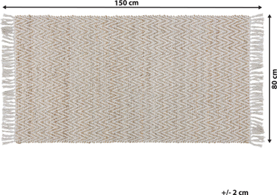 Tapet jute AFRIN, 80 x 150 cm, model zig zag, bezhë