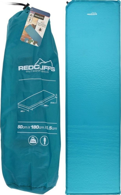 Dyshek kampingu vetë-fryrës REDCLIFFS, 180 x 50 x 2.5 cm, poliester, blu