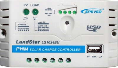 Kontrollues solar PWM Epever LandStar LS1024EU, 12/24V 10A, USB 5V, i bardhë