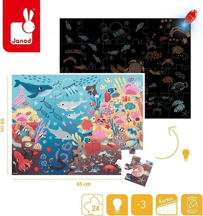 Puzzle Janod Magical The Ocean, 24 copa, 65x50 cm, shumëngjyrësh