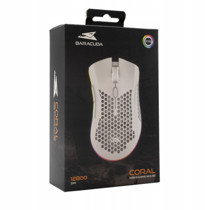Гејминг глушец Baracuda CORAL, 12800 DPI, 6D, бел