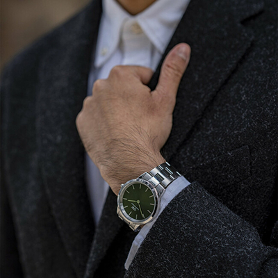 Orë për meshkuj Daniel Wellington Iconic Link Emerald 40 DW00100427, e argjendtë/gjelbër