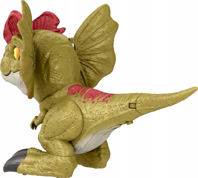 Lodër dinozaur Mattel Jurassic World Dilophosaurus, elektronik me zë dhe lëvizje, 18 cm, shumëngjyrëshe