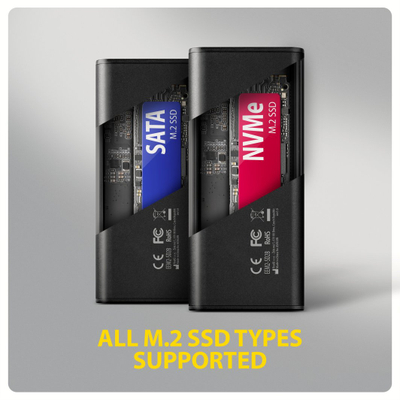 Kuti e jashtme SSD Axagon EEM2-SD2B, M.2 NVMe SATA, USB-C 10Gbps, e zezë