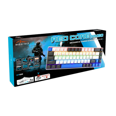 Tastierë gaming Media-Tech RED CORE MX60 MT1259, mekanike 60%, RGB, me kabllo USB, shumëngjyrëshe