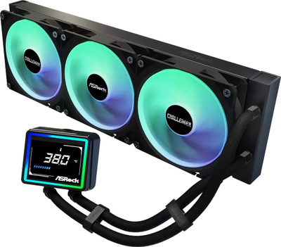 Ftohës uji CPU ASRock AIO Challenger 360 Digital, ekran 3", ARGB, i zi