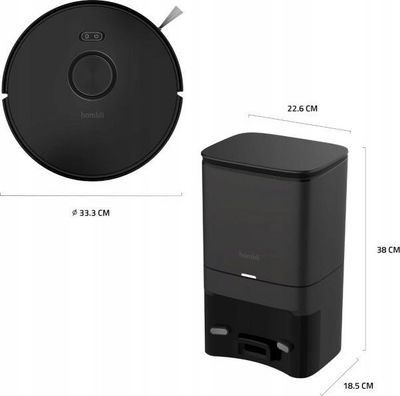Fshesë me korent robot Hombli HBVR-0100, smart, me aplikacion, e zezë