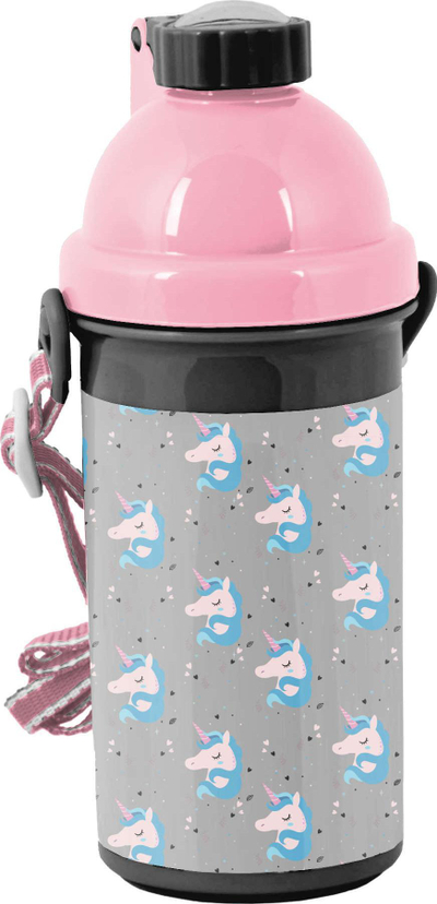 Шише за вода Пасо Еднорог PP22JE-3021, 500 ml, без БПА, розево сиво