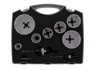 Set sharra rrethore bimetal Abraboro AB30510000, 22-76mm, 2 adapterë, në kuti plastike
