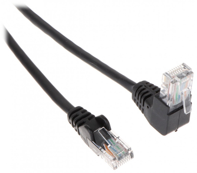 Kabllo rrjeti UTP Cat 5e, RJ45 drejt në RJ45 kënd, 3m, e zezë