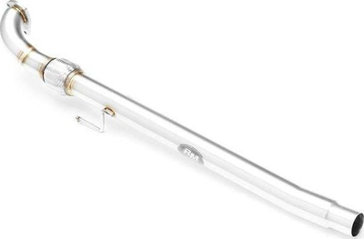 Downpipe çelik inox për VW 1.9 TDI, diametër 63.5 mm, argjendtë