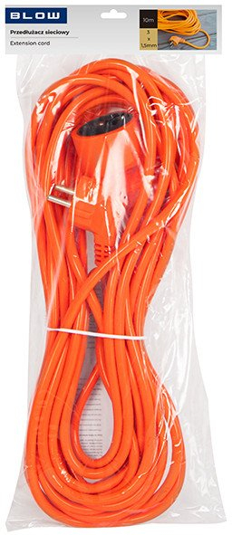 Parazgjatës rryme BLOW PR-160, 1 prizë me tokëzim, 10m 3x1.5mm, portokalli