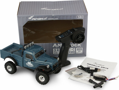 Машина играчка кроулер Amewi AMXROCK AM18, 1:18, електрична RTR, сина